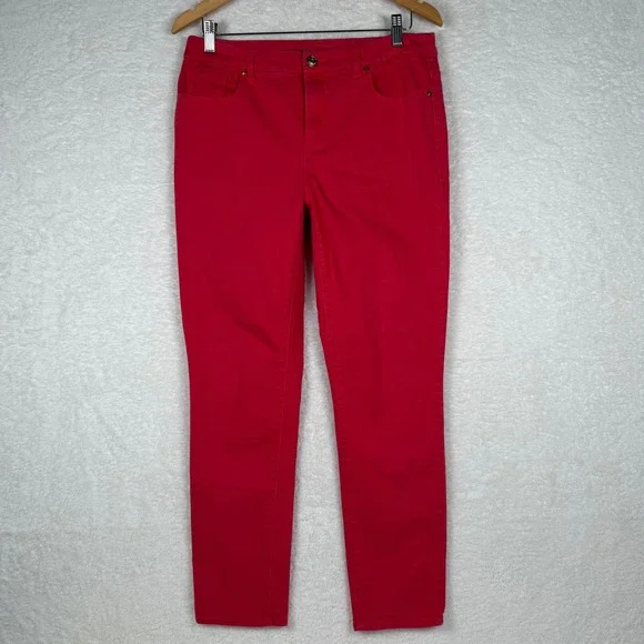 Chicos So Slimming Girlfriend Ankle Jeans Red Chico 1 Regular 8 Stretch Pants Ms - Picture 2 of 9